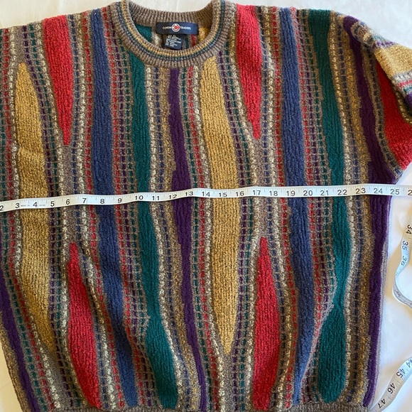 VTG COTTON TRADERS Multicolor Wool Blend 3D Knit Crew Sweater SZ XL - Picture 6 of 7